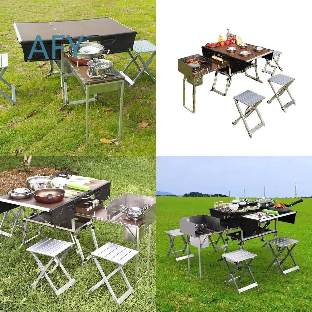 Camping Cooking Dining Set - Trailer de Comida Portátil e Dobrável